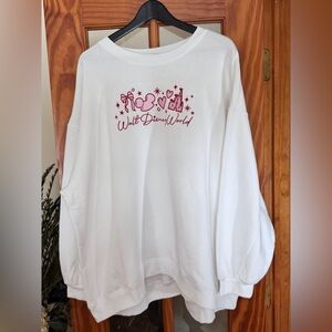 NWT Disney White and Pink Walt Disney World Castle & Hearts Sweatshirt